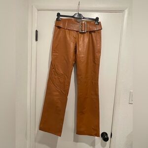 Brown  genuine Leather‎  Vintage Pants with Belt